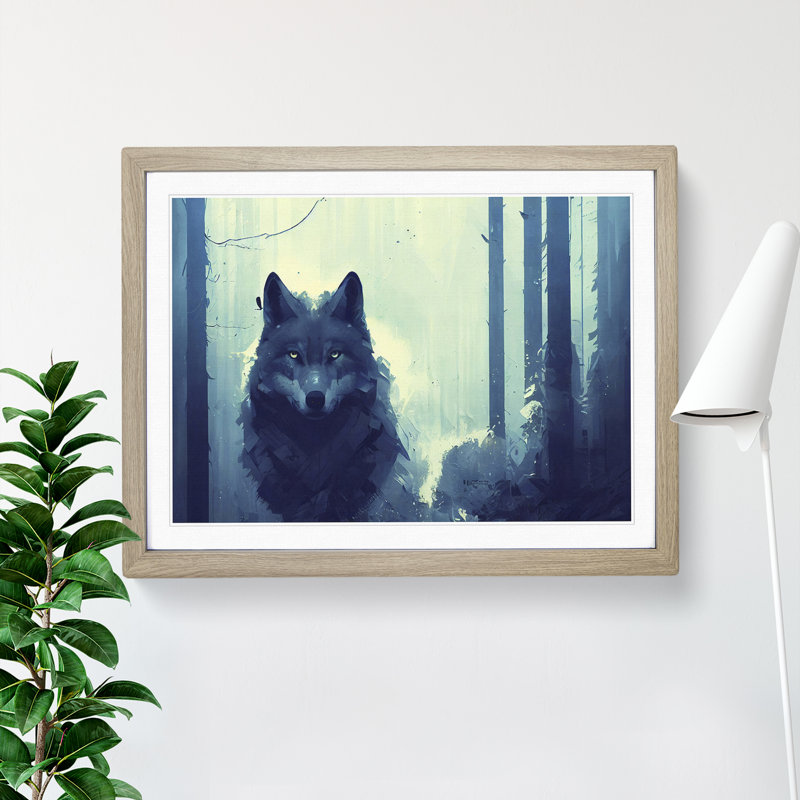 Wolf Art Painting Vol.3 - Framed Print, 46cm H x 64cm W x 2cm D, Oak