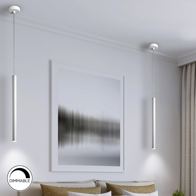 Reinerton 1 - Light Matt White LED Cylinder Pendant
