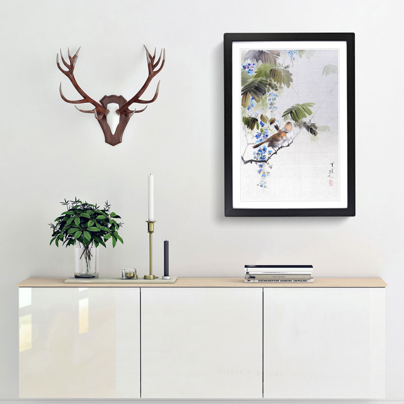 Birds & Flowers by Watanabe Seitei - Picture Frame Painting Print, Black Framed, 36cm H x 27cm W x 2cm D