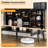 48" Black Buffet Cabinet, Modern Sideboard Kitchen Cabinet with Glass Door and Removable Shelves