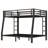 Metal Full XL Over Queen Bunk Bed, Space-Saving Design With Noise-Reduced Features And No Box Spring Required, Black-1978063643-1978063645