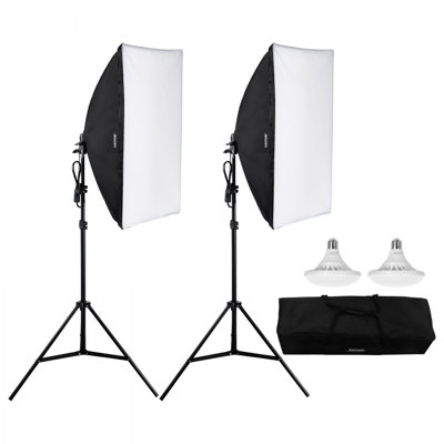 Softbox Lighting Kit 20 in 30W 5500K LED Bulbs Adjustable Stand