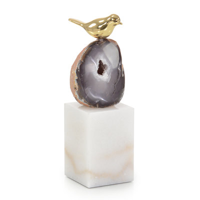 Agate Roost Sculpture On Marble Base, Large