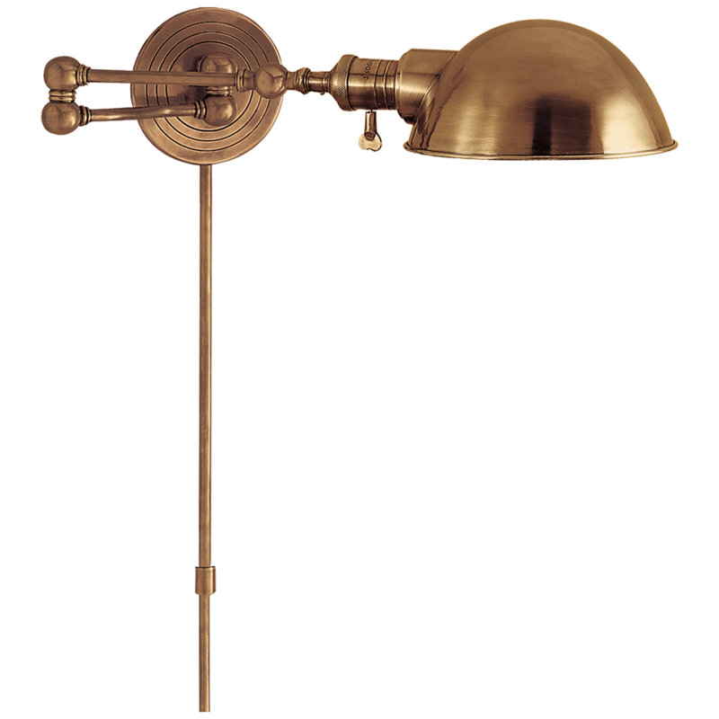 Chapman & Myers Boston Swing Arm, Hand-Rubbed Antique Brass