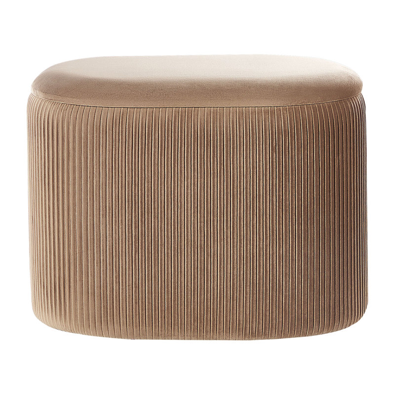 Okehampt 55cm Wide Velvet Oval Solid Colour Pouffe Ottoman with Storage, Beige