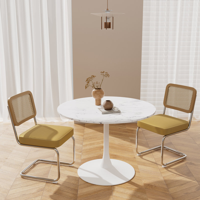 Ensemble de table de salle à manger Elegant pour 2, Jaune, Blanc
