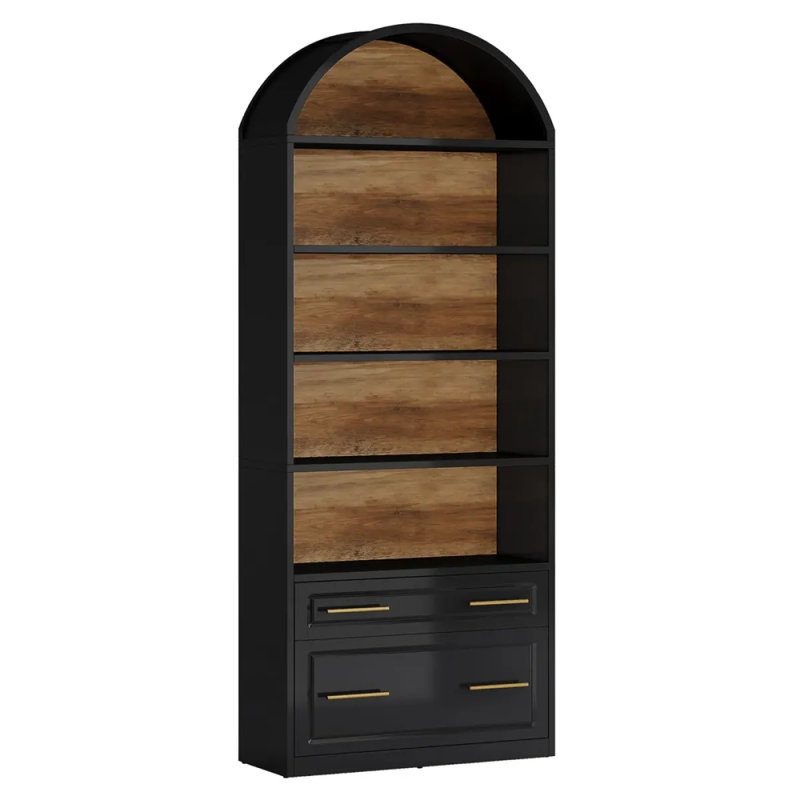 Two-tone Color Style Display Shelf,Sturdy Arched Bookcase,Bookshelf