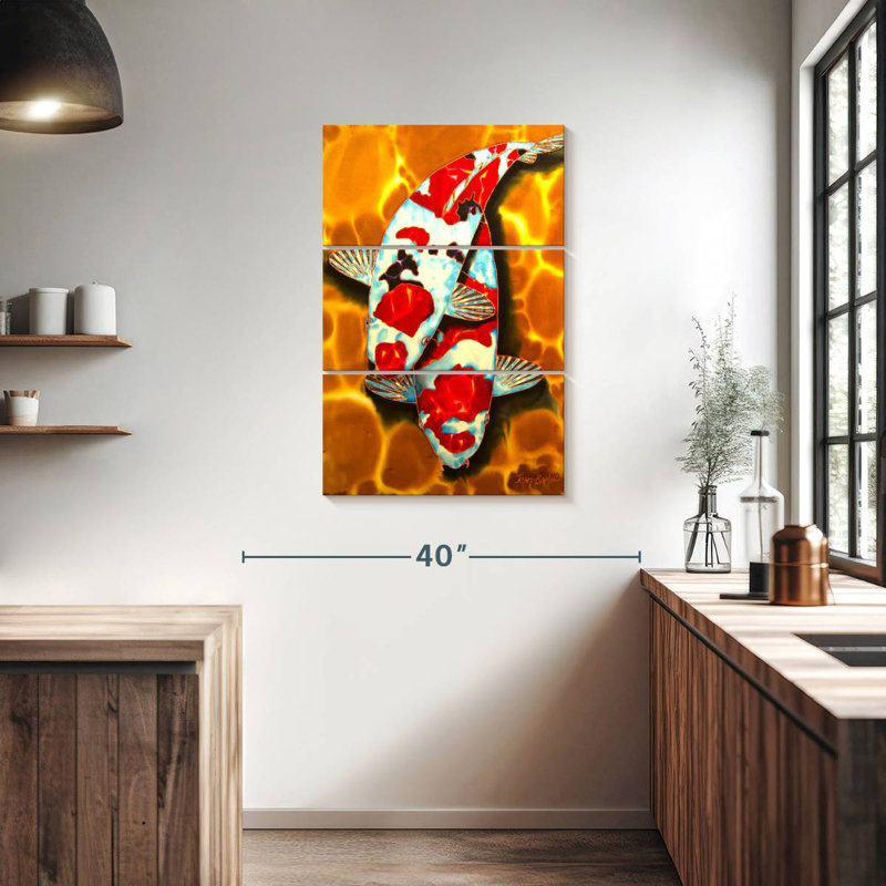 Brampt Koi dans un étang de cristal, H 38 po x l 24 po