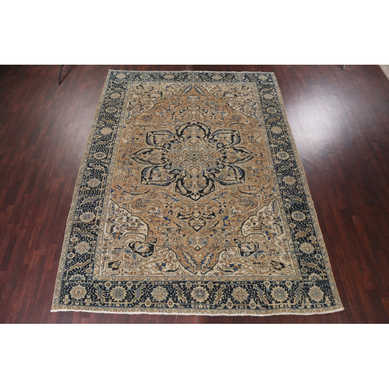 Très bon (velours uniformément bas) Heriz beige floral; géométrique; oriental