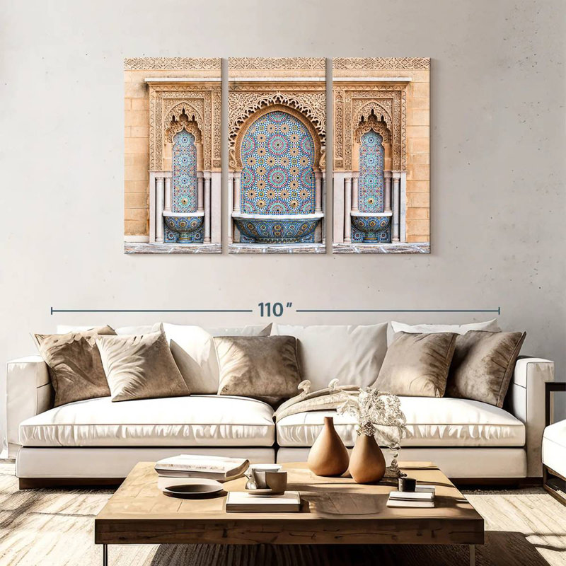 Fontaines de Kavia à la mosquée Rabbat, H 48 po x l 74 po