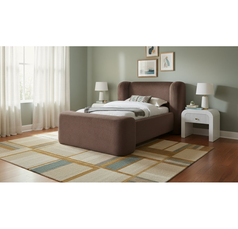 Modena Jadeth Chenille Fabric Bed, Twin, Brown Chenille Fabric