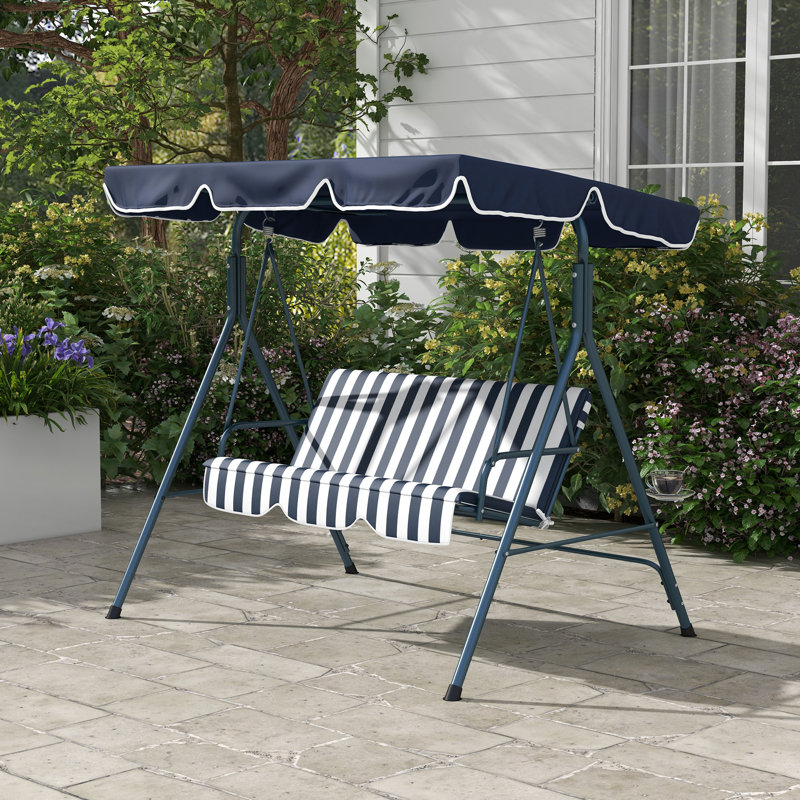 Yair 3 Person Porch Swing with Canopy, Dark Blue