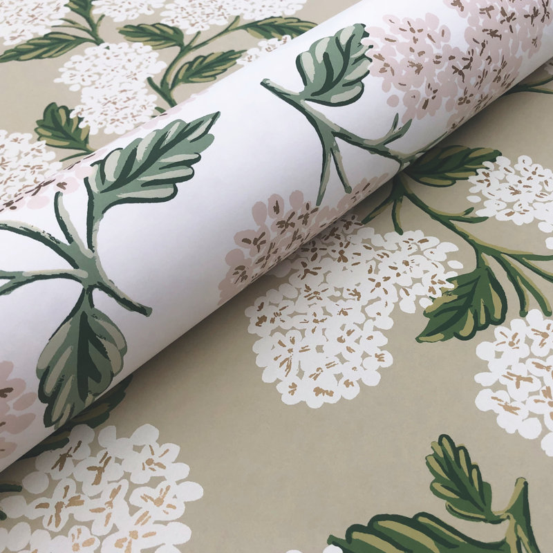 Papier peint 27 'x 27 "Hydrangea, Beige