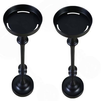 26In. Steel Martini Side Tables, Indoor/Outdoor, Black, Set Of 2