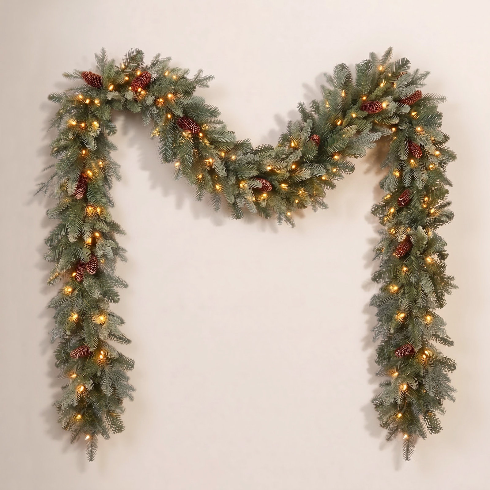 108" Frosted Pre-Lit Spruce Christmas Garland