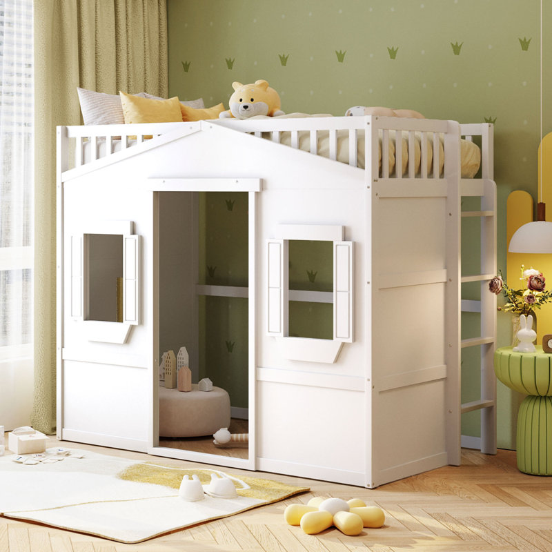 Lit mezzanine simple avec échelle - blanc, Blanc