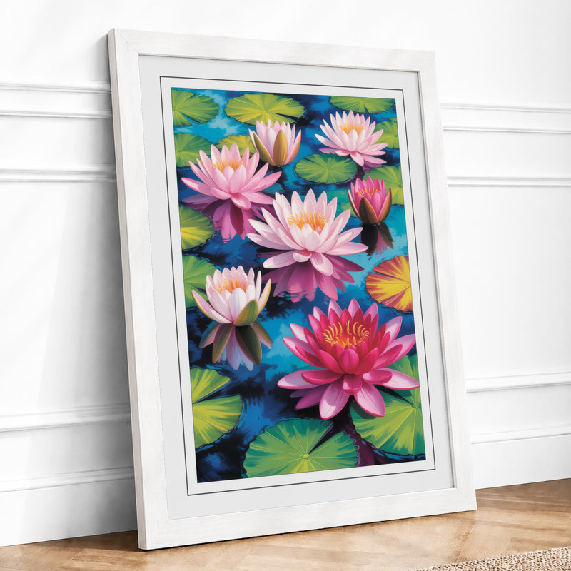 Water Lilies In Bloom Botanical - Print, A3 - 42.0 x 29.7 cm, White