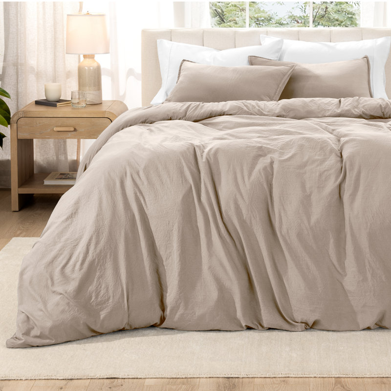 Washed Microfiber Duvet Cover Set, Full Duvet Cover + 2 Standard Shams, Pebble Beach