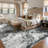 Washable Abstract Area Rug - Large Living Room Area Rugs Modern Stain Resistant Indoor mat for Bedroom Dining Room Non Slip Rubber Backing Thin Super Soft Room Decor Floor Carpet Black A-1764676277