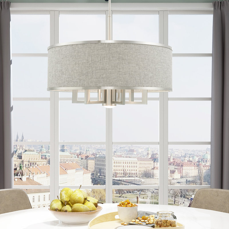 Lustre tambour à abat-jour Berthine, Gris