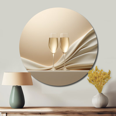 Champagne Toast Of Tranquility - Food & Beverage Round Metal Art