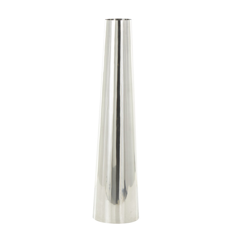 Grand vase décoratif en métal en acier inoxydable Tavistock, H 36 po x l 8,50 po x P 8,50 po, Argent argent