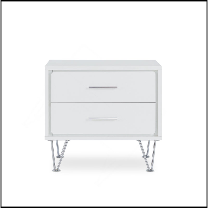 Deoss White Finish Accent Table, White/Chrome