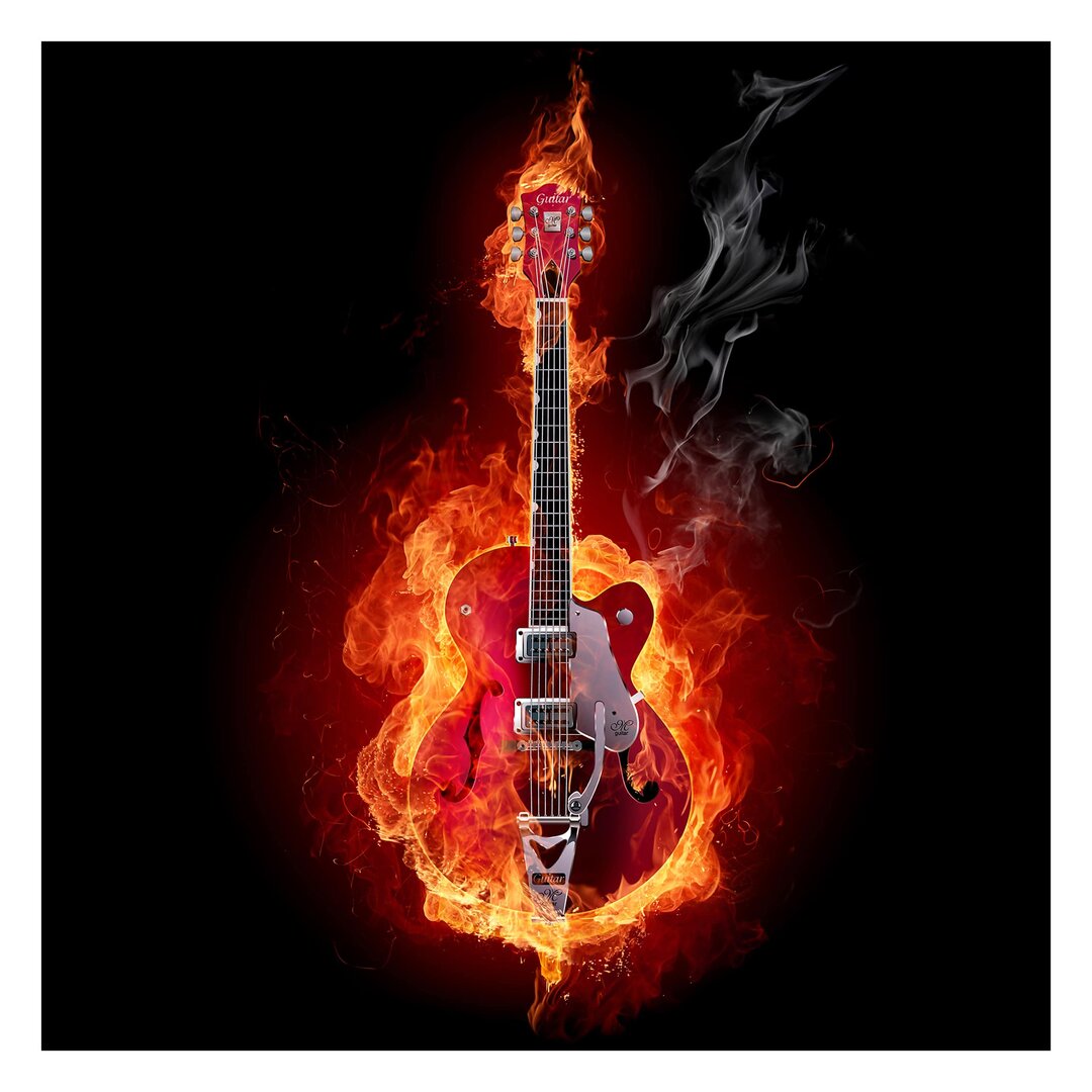 Strukturierte Fototapete Guitar in Flames 2,88 m x 288 cm