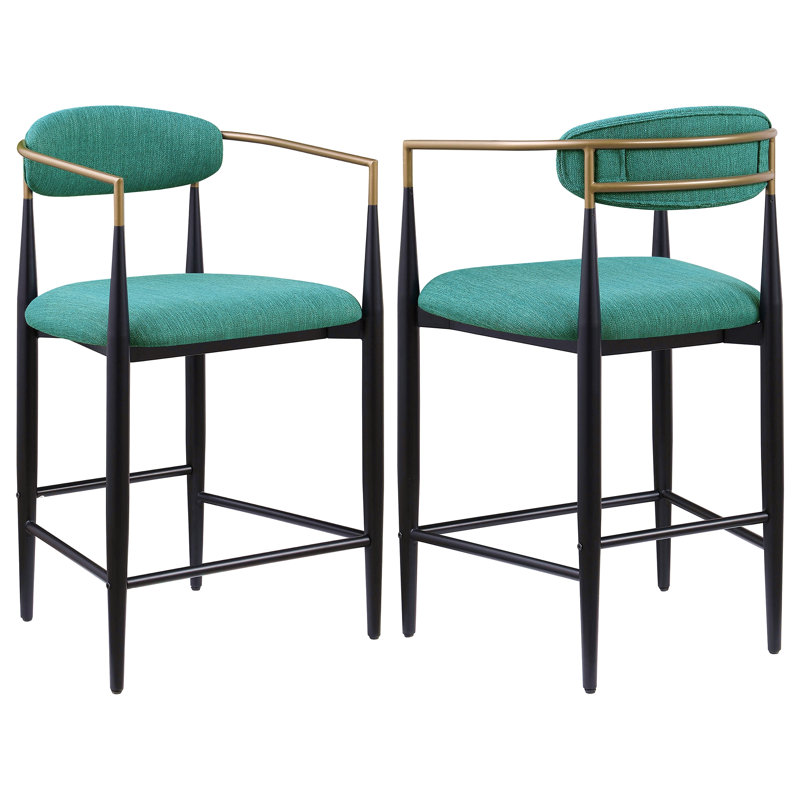 Chaise de comptoir rembourrée en tissu (ensemble de 2), Vert, Tabouret de comptoir (siège d'une hauteur de 25 p