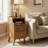 Narrow Nightstand, Solid Wood Night Stand with 2 Drawers, Walnut Mid Century Modern Nightstand, Small Beside Table with Open Storage Shelf for Bedroom (10 inch)-979074646-974366963