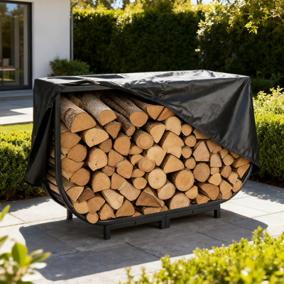 Support à bois de chauffage robuste avec couvercle imperméable, support de rangement de bûches pour l'extérieur 40 po, cadre en métal antirouille pour une utilisation intérieure et extérieure