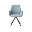 Chaise avec accoudoirs en cuir bleu clair et finition noire avec pivot SEGISMunda