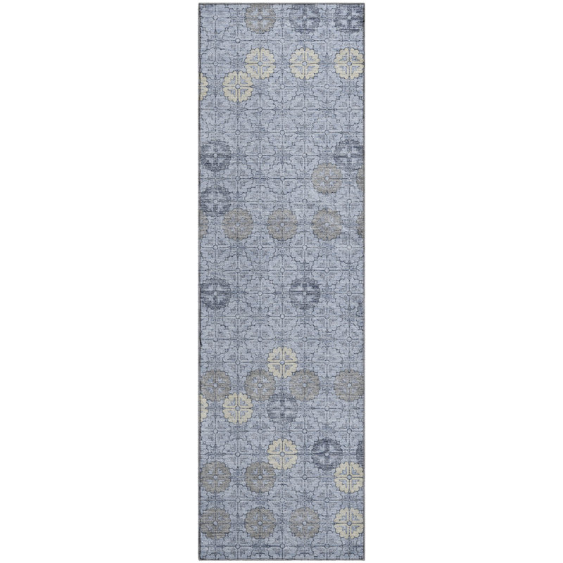 Premium Machine Washable Xamiera AMF1855 Geometric Rug, Runner 2'3" x 7'6"