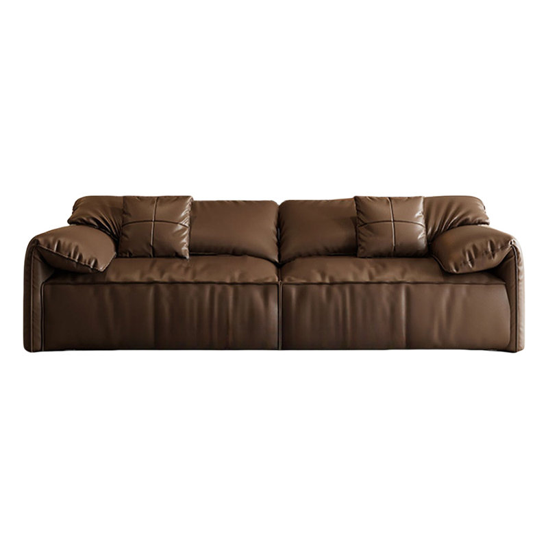 Coussin de canapé modulaire en cuir véritable Coffee, H 31,5 po x l 94,49 po x P 41,34 po, 3
