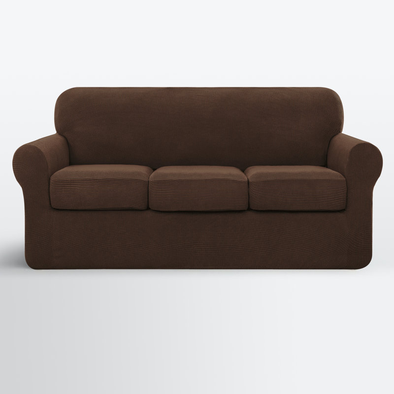 Box Cushion Sofa Slipcover, Chocolate