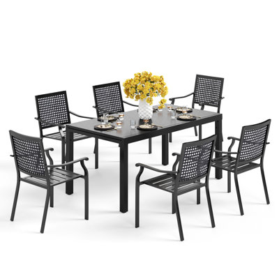 Argyri 8 - Person Patio Dining Set with Extendable Rectangular Table