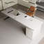 Bureau blanc rectangulaire en bois massif avec 4 tiroirs, bureau