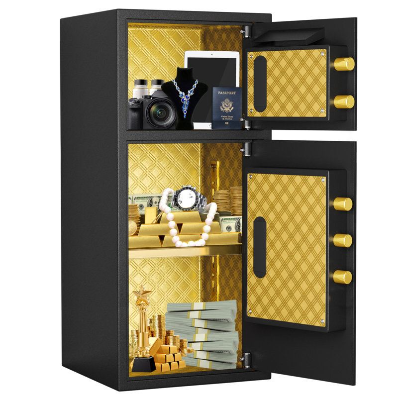 Fireproof Waterproof Double-Door Safe with Coin Slot & Hidden Code, 7.0 Cubic Feet