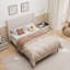 Lit tapissier à tête de lit haute, cadre de lit grand, support à 12 lattes, beige, tissu chenille facile à assembler, aucun sommier requis-133700081-133700083