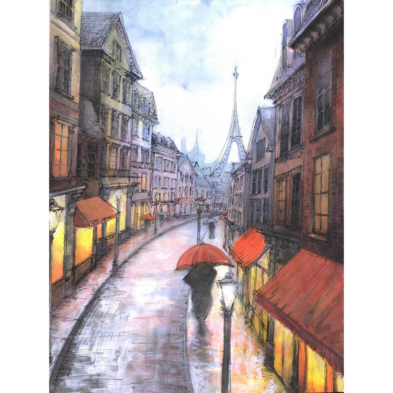 Rainy Paris - reproduction sur toile tendue, H 16 po x l 12 po