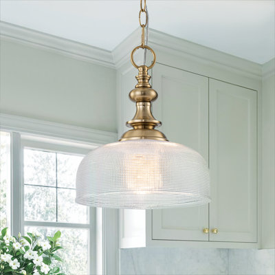 1 - Light Bowl Prismatic Grid Glass Pendant