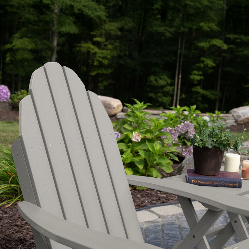 Hinz Plastic Adirondack Chair With Ottoman, Gray
