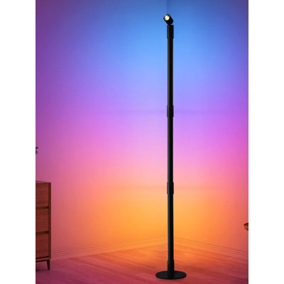 Maricelis Black LED Swing Arm Floor & Table Lamp Set with USB