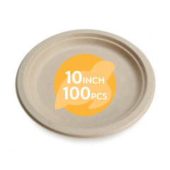 50pcs Disposable White Paper Plates Bulk, Compostable Round Plates,  Unbleached Natural Bagasse Microwave Safe Party Bbq Picnic Plates