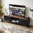 63 Inch Mid Century Modern TV Stand with Slatted Grille Striped Doors, TV Stand with Storage