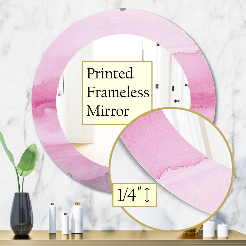 Miroir de salle de bain, H 23,6 po x l 23,6 po, Rose