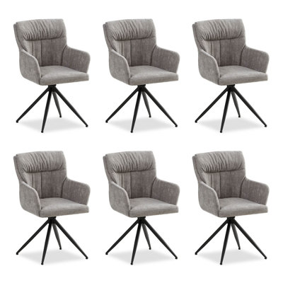 Hearston Linen Upholstered Dining Chair in Grey