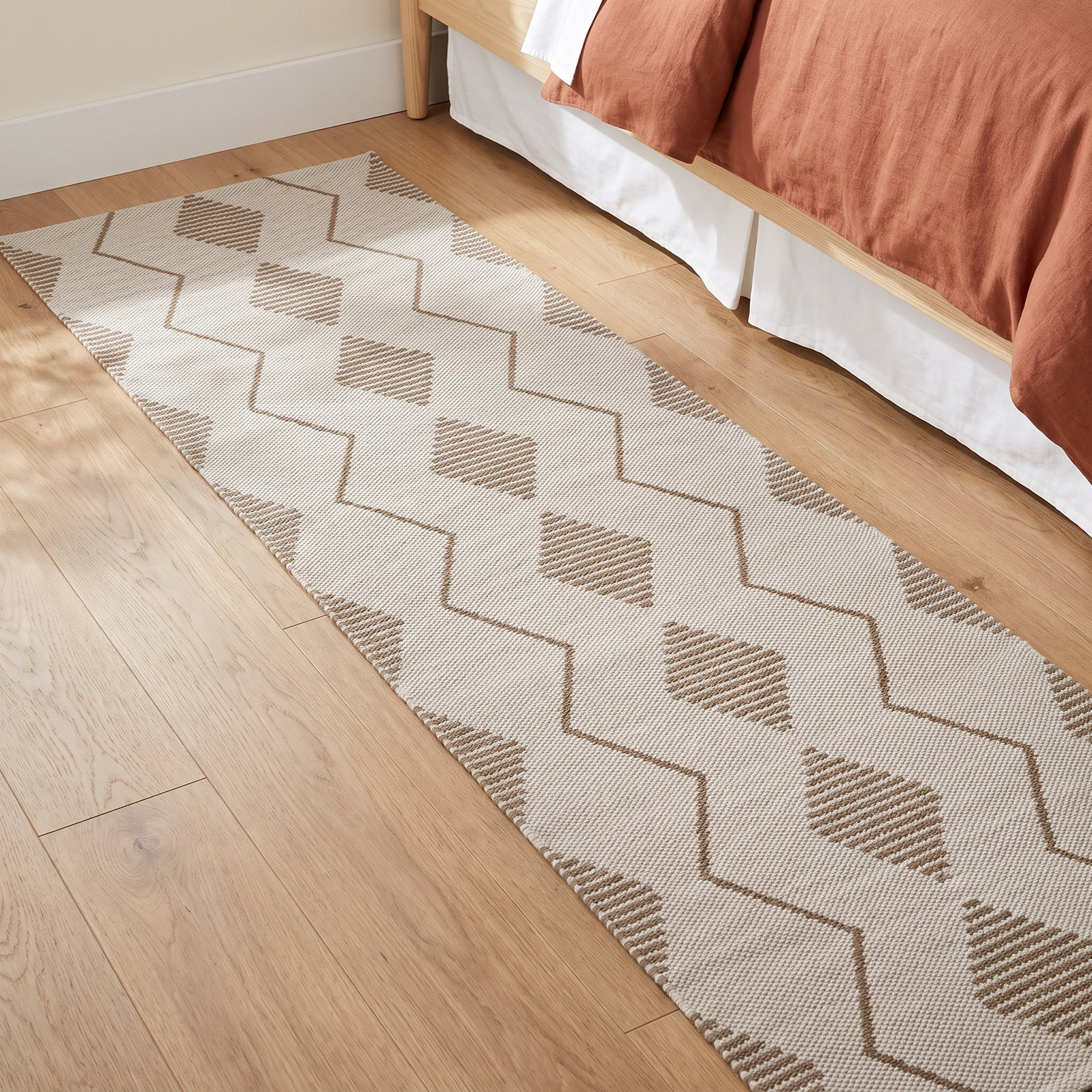 Malmo Beige Hand-Woven Geometric Outdoor Rug, Runner 2'3" x 8'