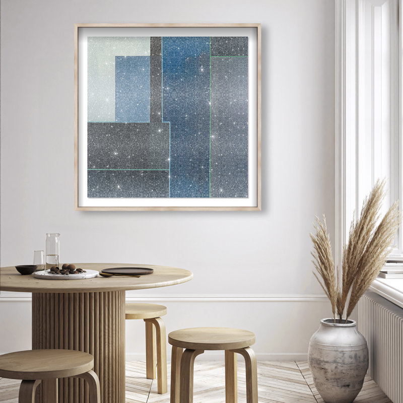 Desert Stillness II Shadowbox Abstract Print by Oliver Gal, Black Frame, 12 x 12, 41.5"H x 41.5"W, Natural Oak Frame