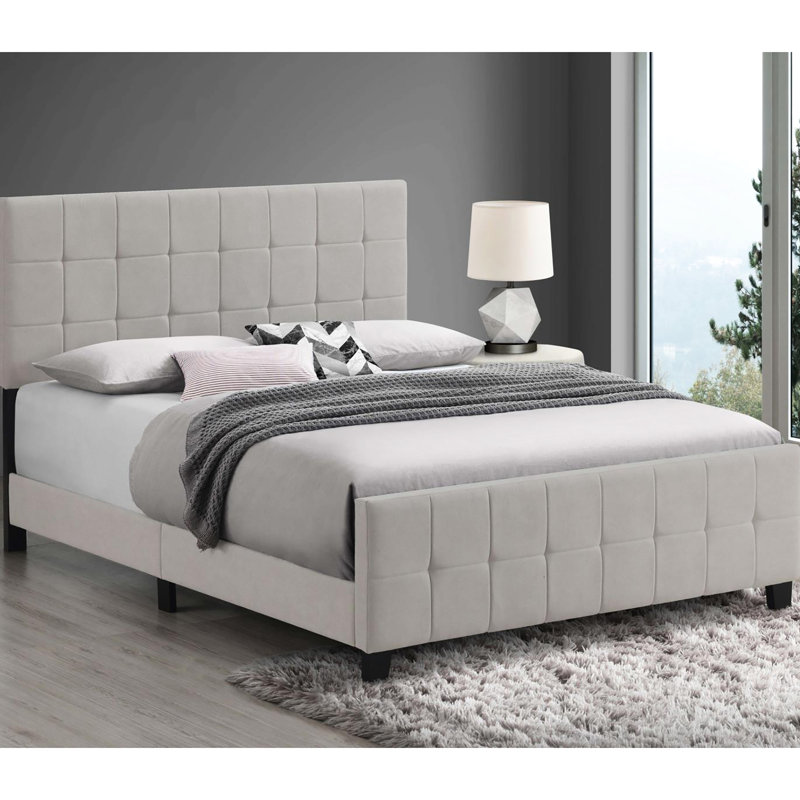 Beige Queen Bed, Stable Construction For Bedroom Modern Panel 100% Easy Care